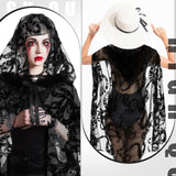 Black Snake Pattern Hooded Cloak – Gothic Lace Cape for Halloween & Cosplay