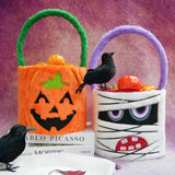 2-Pack Halloween Trick or Treat Bags – Pumpkin & Mummy Design (Reusable Fabric Candy Totes for Kids)