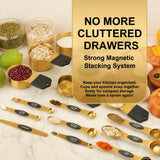Gold Stainless Steel Measuring Cups & Spoons Set – Magnetic, Double-Sided, Precision Baking Tools (16-Piece)
