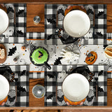 Artoid Mode Halloween Placemats – 4-Pack Black & Beige Table Mats, Durable Polyester, Wrinkle-Proof & Washable (13x18 in)