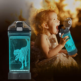 14 oz Kids Dinosaur Light-Up Water Bottle – BPA-Free Leakproof Tritan School Bottle with Carry Strap