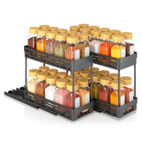 Slim Pull-Out Spice Rack Organizer – 3-Pack Slide-Out Cabinet Storage for Narrow Spaces (Black)