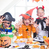 Halloween Paper Straws with Pumpkin, Bat & Witch Card Toppers – 18 Pcs Black/White Party Drinking Straws