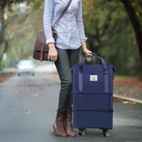 Finnhomy Expandable Rolling Duffel Bag with Detachable Wheels, Foldable Travel Duffel 28L–58L Carry-On (Black)