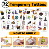 144PCS Halloween Party Favors Set – Slap Bracelets & Temporary Tattoos for Kids 🎃👻🕸 Perfect Trick-or-Treat Bundle