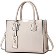 CHICAROUSAL PU Leather Tote & Crossbody Bag for Women – Top Handle Satchel with Multi-Pocket Design (Liz Cream Grey)