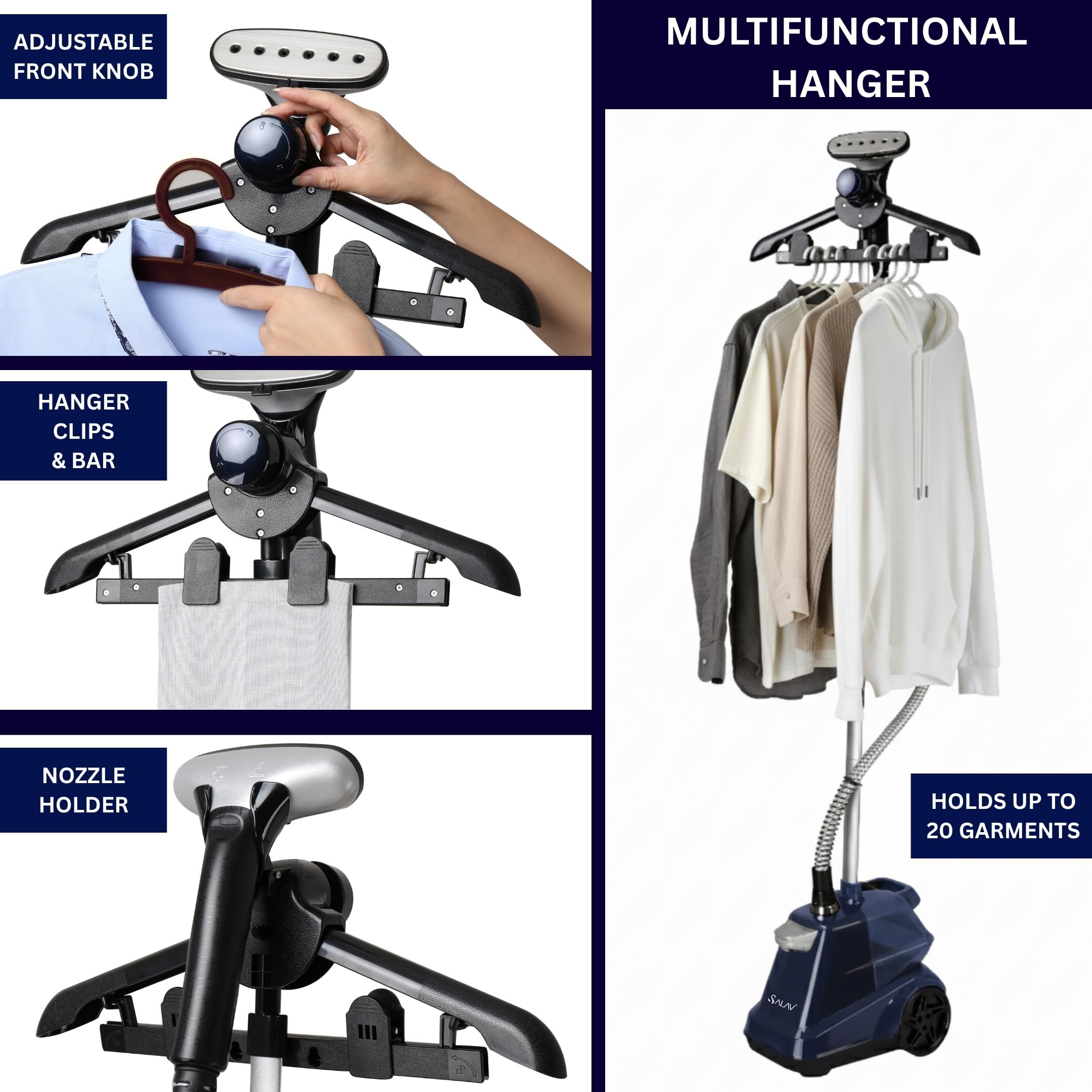 Commercial Standing Garment Steamer with 3L Tank, Telescopic Support and Professional Fabric Care System