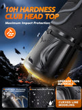 Unihimal Semi-Hard Golf Travel Bag with Wheels, PC Hard Case Top & 1680D Oxford Fabric for Airline Club Transport (Classic Black)