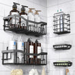 EUDELE Adhesive Shower Caddy Set (5-Pack) – Rustproof Stainless Steel No-Drill Bathroom Organizers with Strong Adhesive (Black)