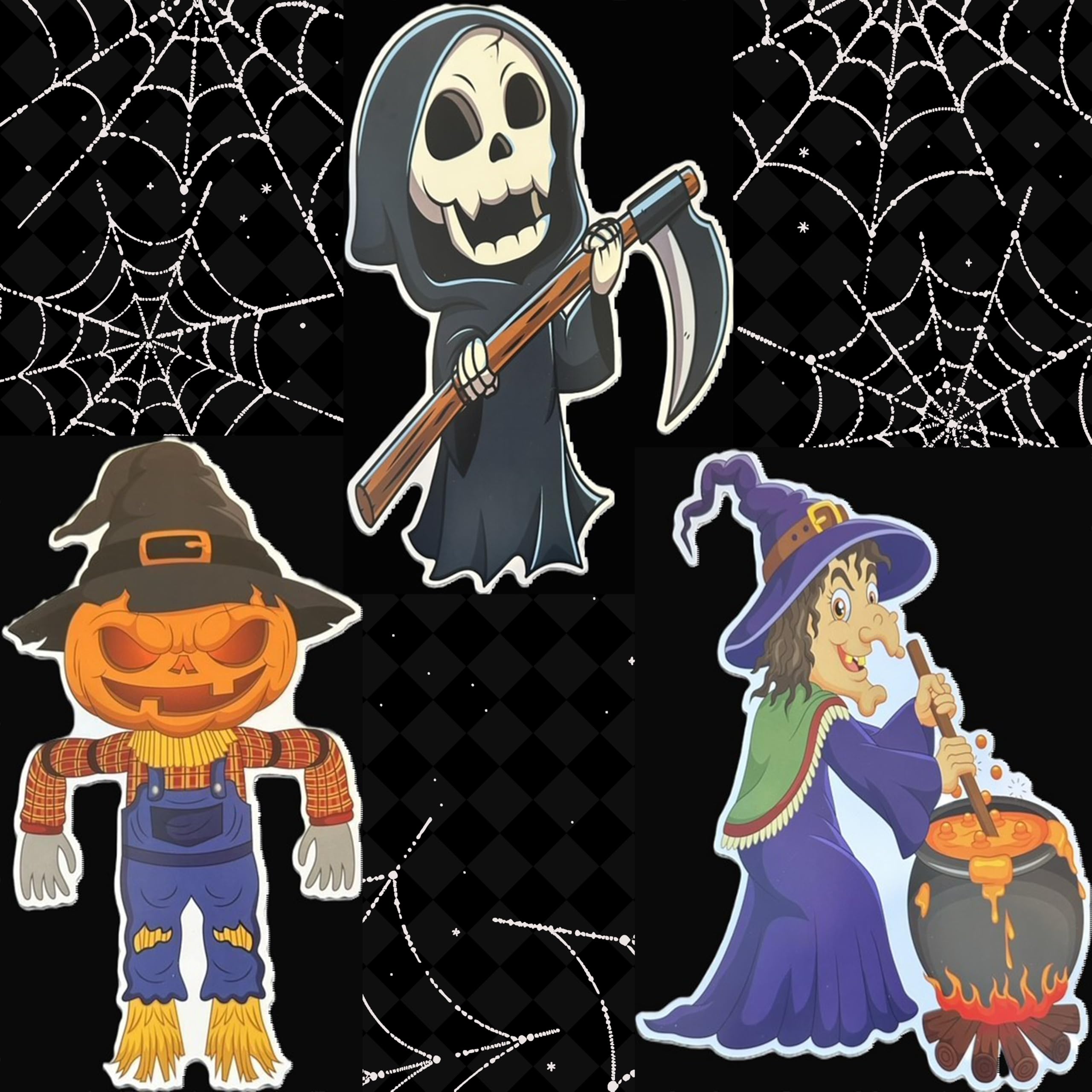 12-Pack Large Halloween Character Wall Cutouts – Mummy, Witch, Vampire, Zombie & Pumpkin Decorations