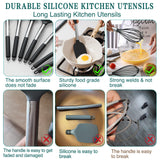 15-Piece Premium Silicone Kitchen Utensil Set with Stainless Steel Handles & Holder – Gray