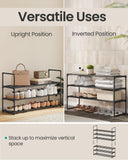 SONGMICS 3-Tier Metal Shoe Rack – Stackable, Flip-Design Shoe Organizer for Entryway & Closet (Black)