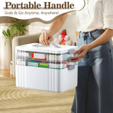 3-Tier Portable Medicine Organizer Box – Multipurpose First Aid & Pill Storage Case with Handle, White