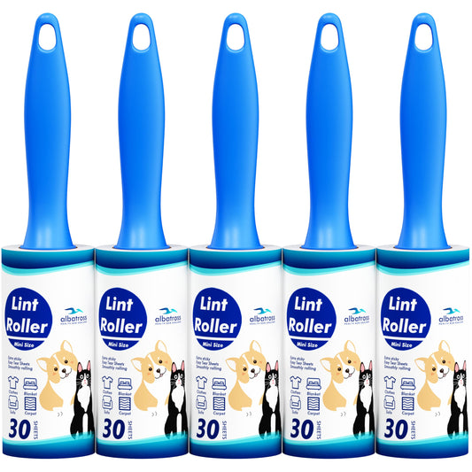 Travel Lint Roller for Pet Hair – Extra Sticky Mini Lint Remover with 150 Sheets for Clothes, Furniture & On-the-Go Cleaning (Blue)