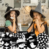 Black Ghost Halloween Tableware Set – 144 Pcs Disposable Plates, Cups, Napkins & Cutlery with Cute Boo Ghost Design for Party & Baby Shower