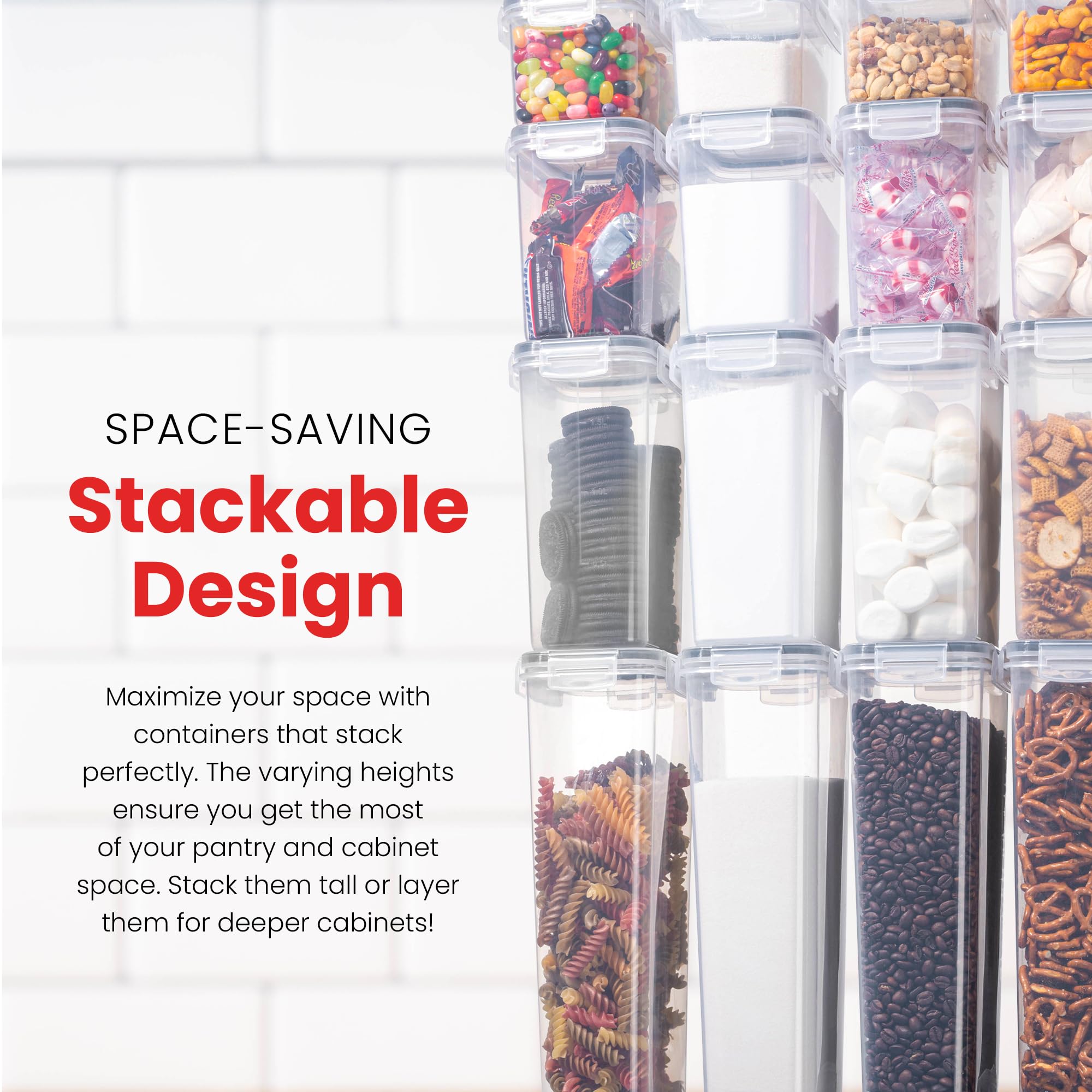 Airtight Food Storage Containers – 24 Pack Clear Pantry Canisters with Locking Lids & Labels