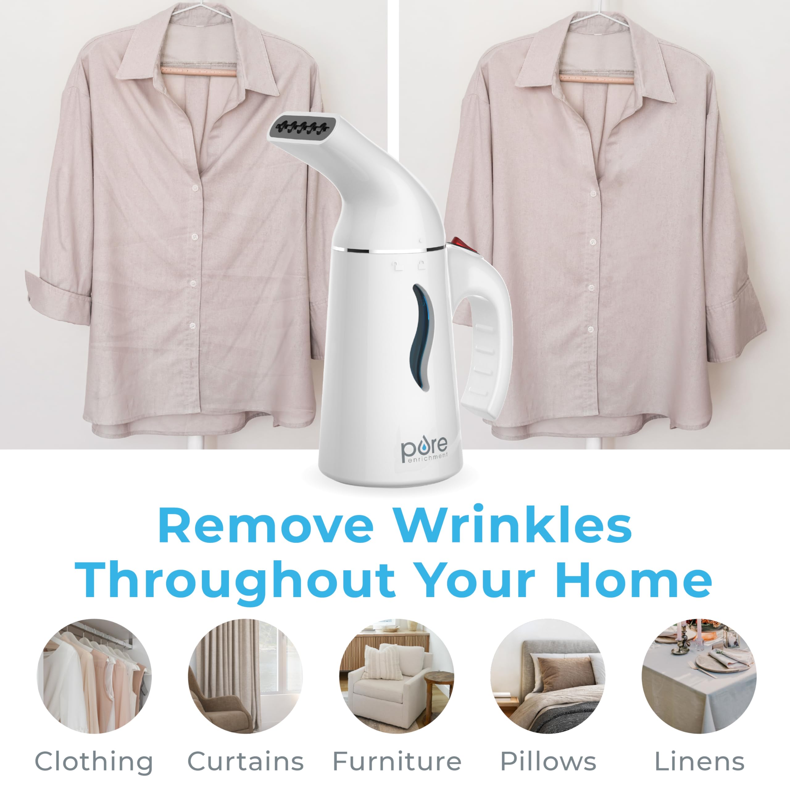 Portable Handheld Travel Garment Steamer with Fast Heat, Auto Shut-Off and Compact Wrinkle Remover System