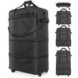 Expandable Foldable Rolling Duffel Bag 90L, Lightweight Collapsible Travel Luggage with Spinner Wheels (Black)