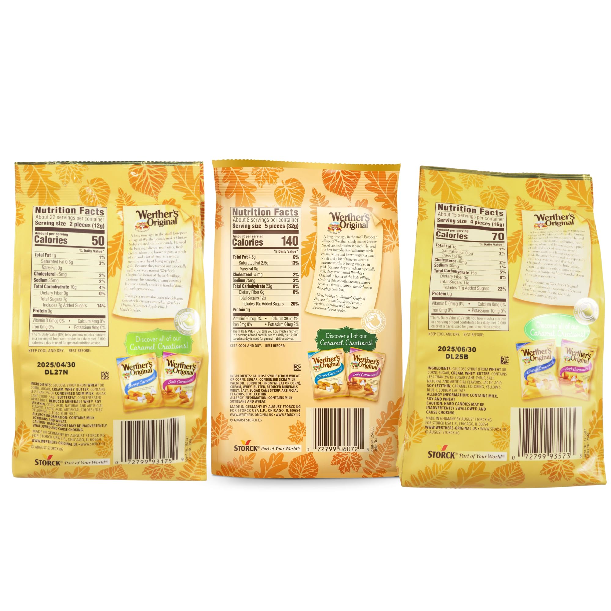 Caramel Apple Candy Assortment – Pack of 2 Bags (8.57oz & 9.4oz) – Individually Wrapped Hard Caramel & Apple Candies for Fall & Halloween
