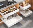 Adjustable Width Pull-Out Cabinet Drawer Organizer – Soft-Close Slide-Out Storage (White)
