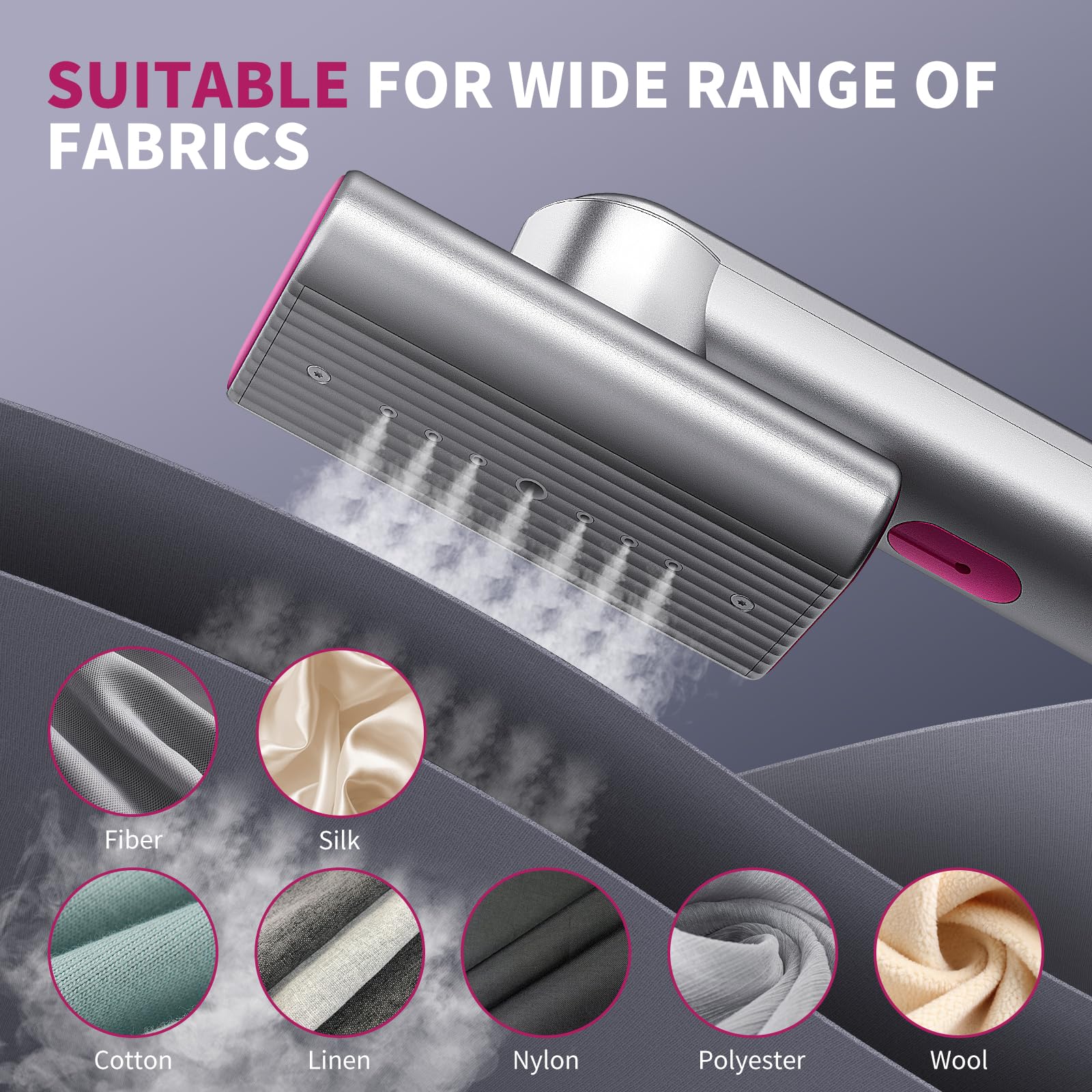 Silver Gray Compact Handheld Garment Steamer 15-Second Fast Heat Travel Steam Iron with Dual Ironing Modes