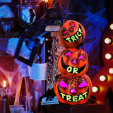 Trick or Treat Pumpkin Lantern – Color-Changing LED Jack-O’-Lantern Stack Light, Battery Operated Halloween Decoration (Resin Design)