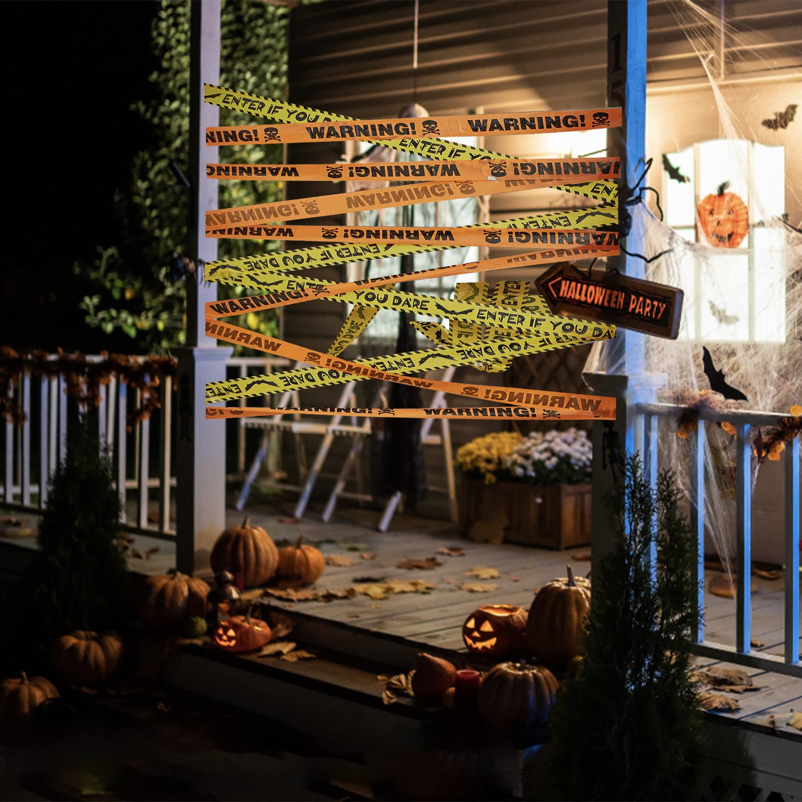Halloween Caution Tape – 3 Rolls 90ft “Warning / Enter If You Dare / Haunted Keep Out” Outdoor Party Decoration