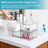 Clear Stackable Drawer Organizer Set (4-Pack) – Pull-Out Storage Drawers for Bathroom, Kitchen, Vanity & Pantry