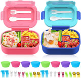 Blue 44 oz Kids Bento Box with Utensils and Food Picks