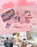 Pink Office Desk Gift Set with Stapler and Pen Case