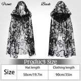 Black Snake Pattern Hooded Cloak – Gothic Lace Cape for Halloween & Cosplay
