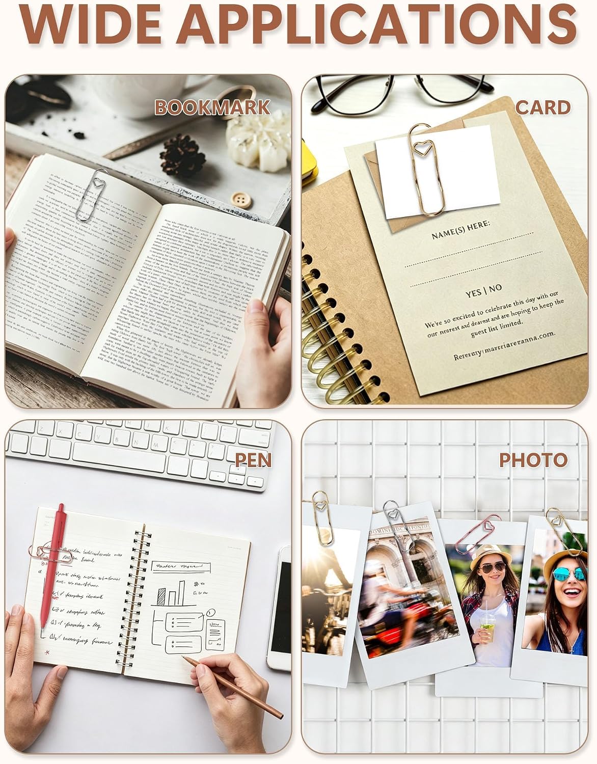 15-Pack Metal Notebook Pen Holder Clips