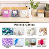 HOMEPEKITE Laundry Pods Storage Container Set (3+1 Pack) – Clear Acrylic Jars with Wooden Lids & Labels for Laundry Room Organization