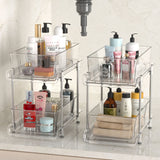 Hihegd 2-Tier Clear Pull-Out Organizer Set – Modular Under-Sink Storage with Adjustable Dividers