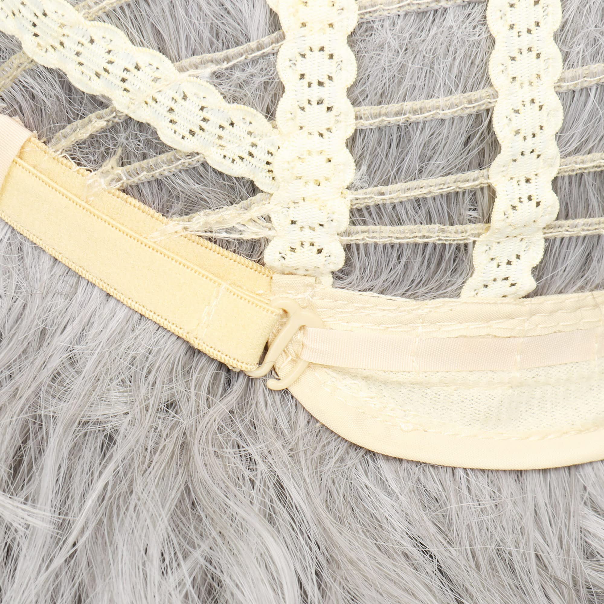 Silver Grey Long Wig for Women – 21.6" Heat Resistant Synthetic Hair with Adjustable Cap & Hairnet