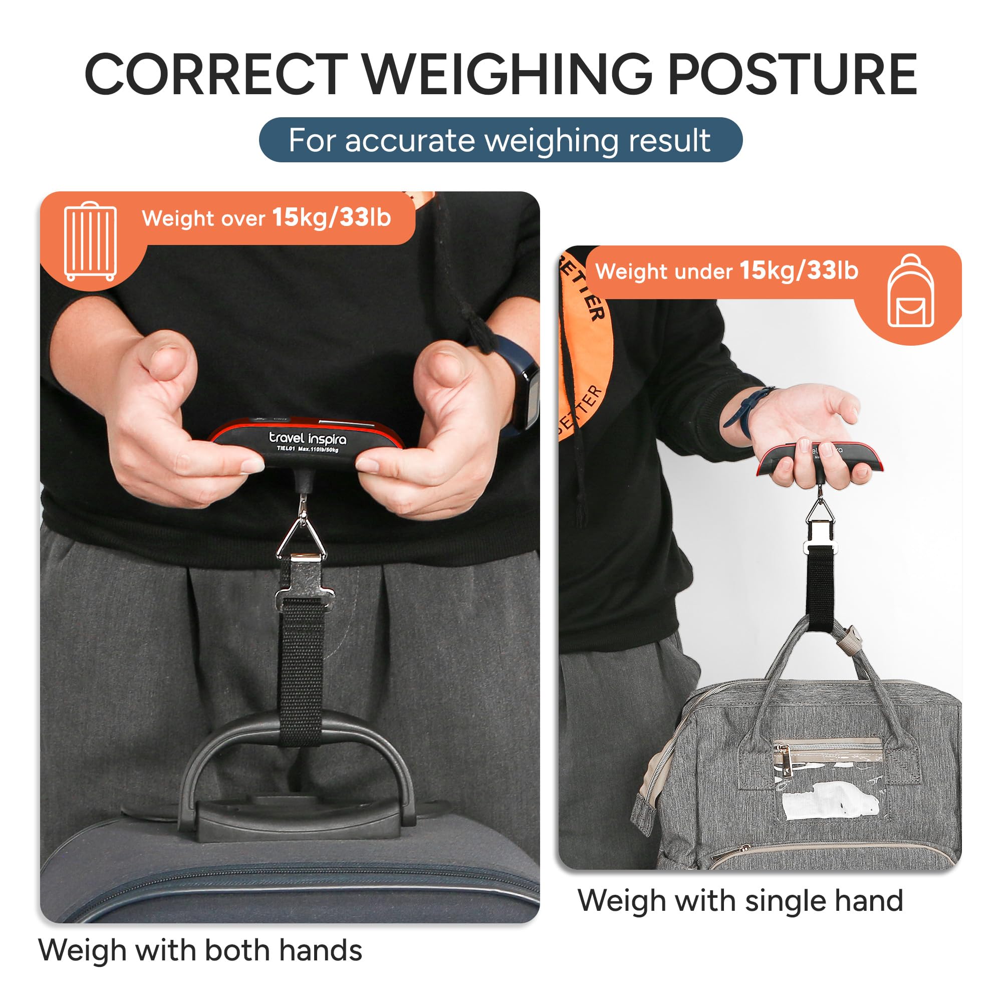 Portable Digital Luggage Scale 110lb – Travel Hanging Baggage Weight Scale with Backlit LCD Display