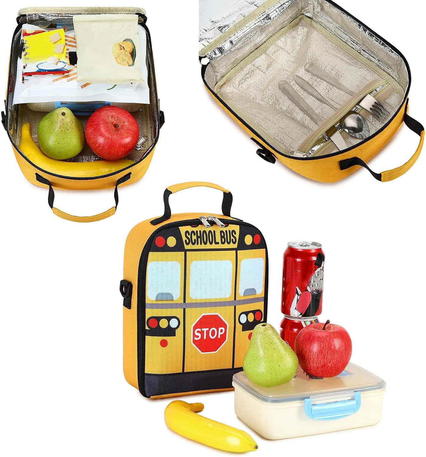 3D School Bus Toddler Backpack Set with Insulated Lunch Bag