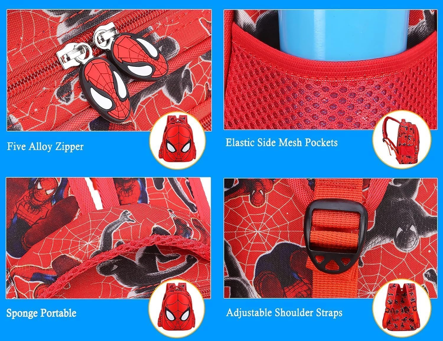 Red 3D Spider School Backpack Set with Pencil Case
