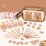 Brown Capybara 30-Piece Backpack and School Set