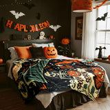 Halloween Ghost Skeleton Flannel Blanket – 50"x60" Soft Warm Throw for Couch, Bed & Travel