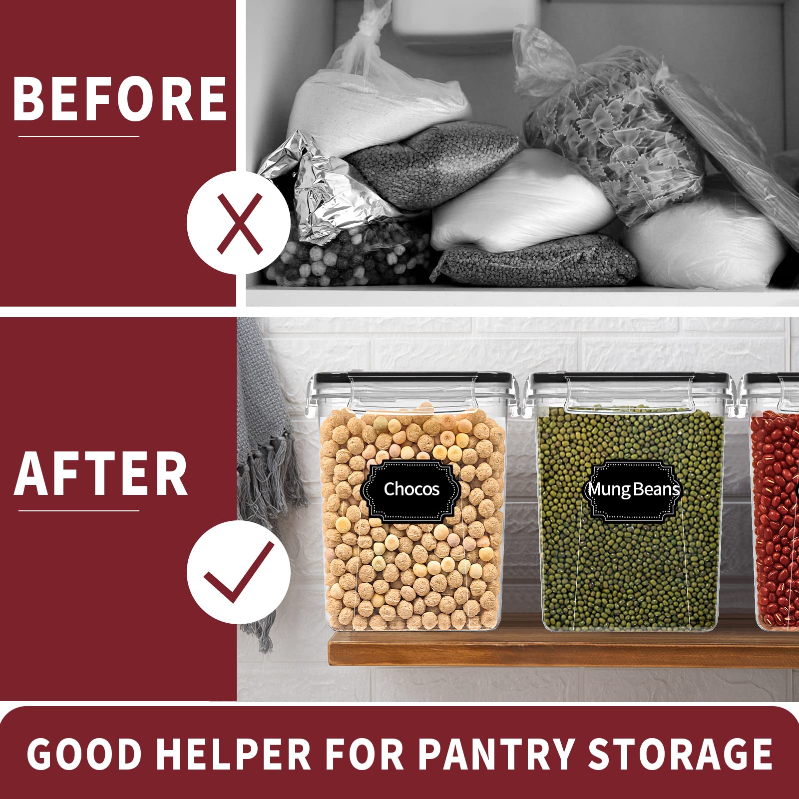 Airtight Food Storage Container Set – Stackable Kitchen & Pantry Containers with Labels (10-Piece)