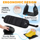 Memory Foam Airplane Foot Rest Hammock – Adjustable Travel Foot Sling with Carry Case for Long Flights & Travel Comfort (Black)