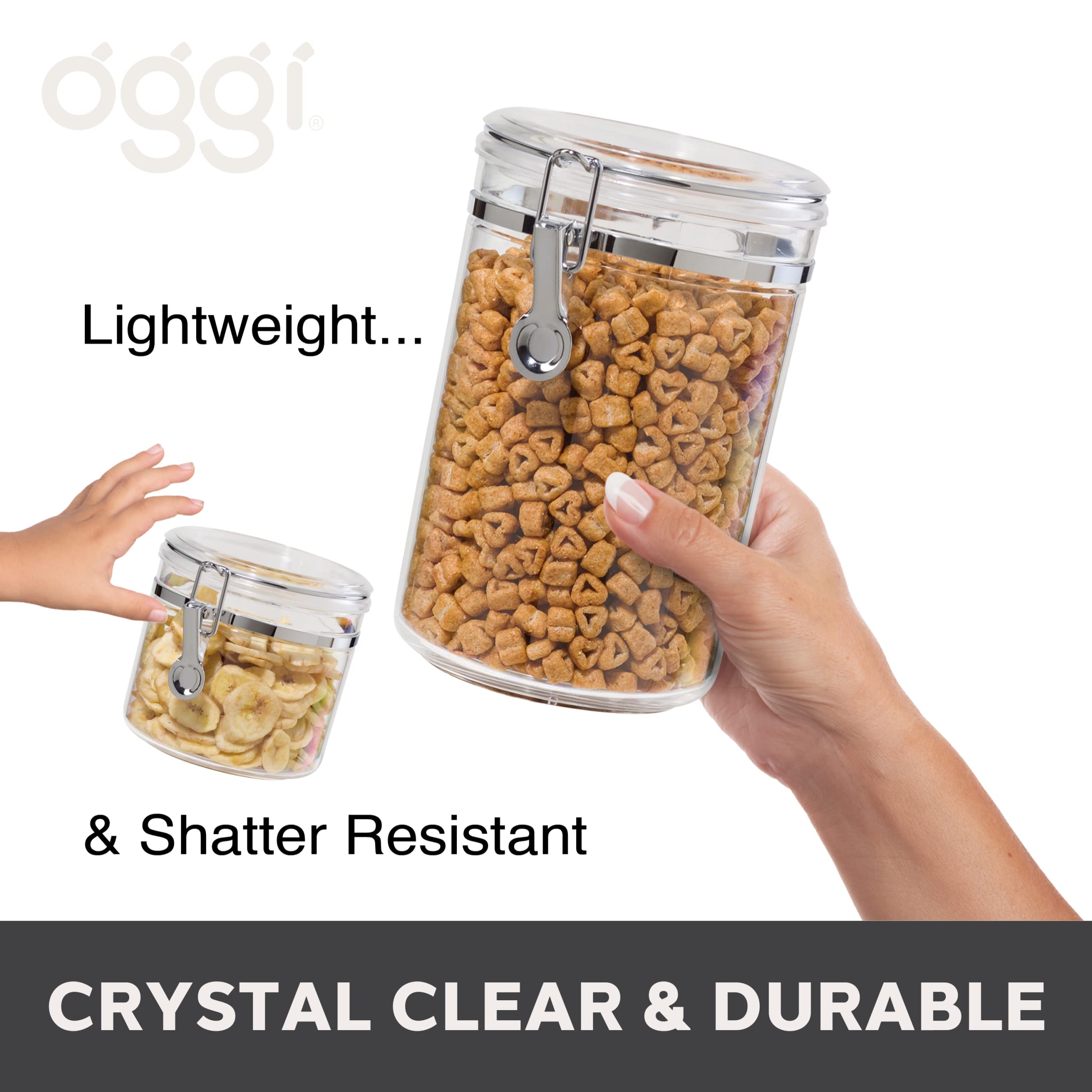 Airtight Kitchen Canister Set – 4-Piece Stackable Food Storage Containers with Scoops (Black Lids)