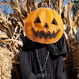 Realistic Pumpkin Latex Mask – Scary Halloween Horror Mask for Adults & Kids, Non-Toxic Natural Latex Full Head Mask