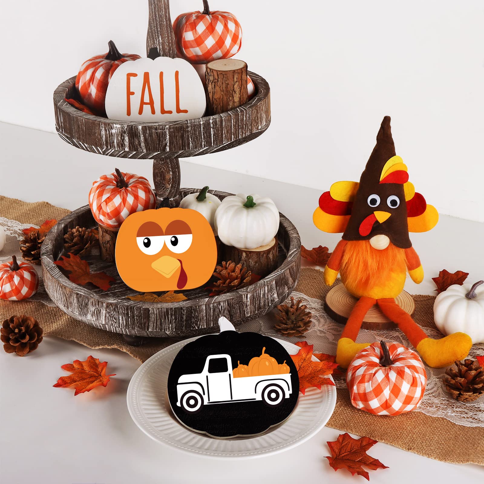 Reversible Halloween & Fall Wooden Table Decor – 3 Double-Sided Pumpkin Signs for Home & Office