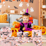 Halloween “Spooky One” 1st Birthday Party Tableware Set – Plates, Cups, Napkins, Cutlery (144 PCS)