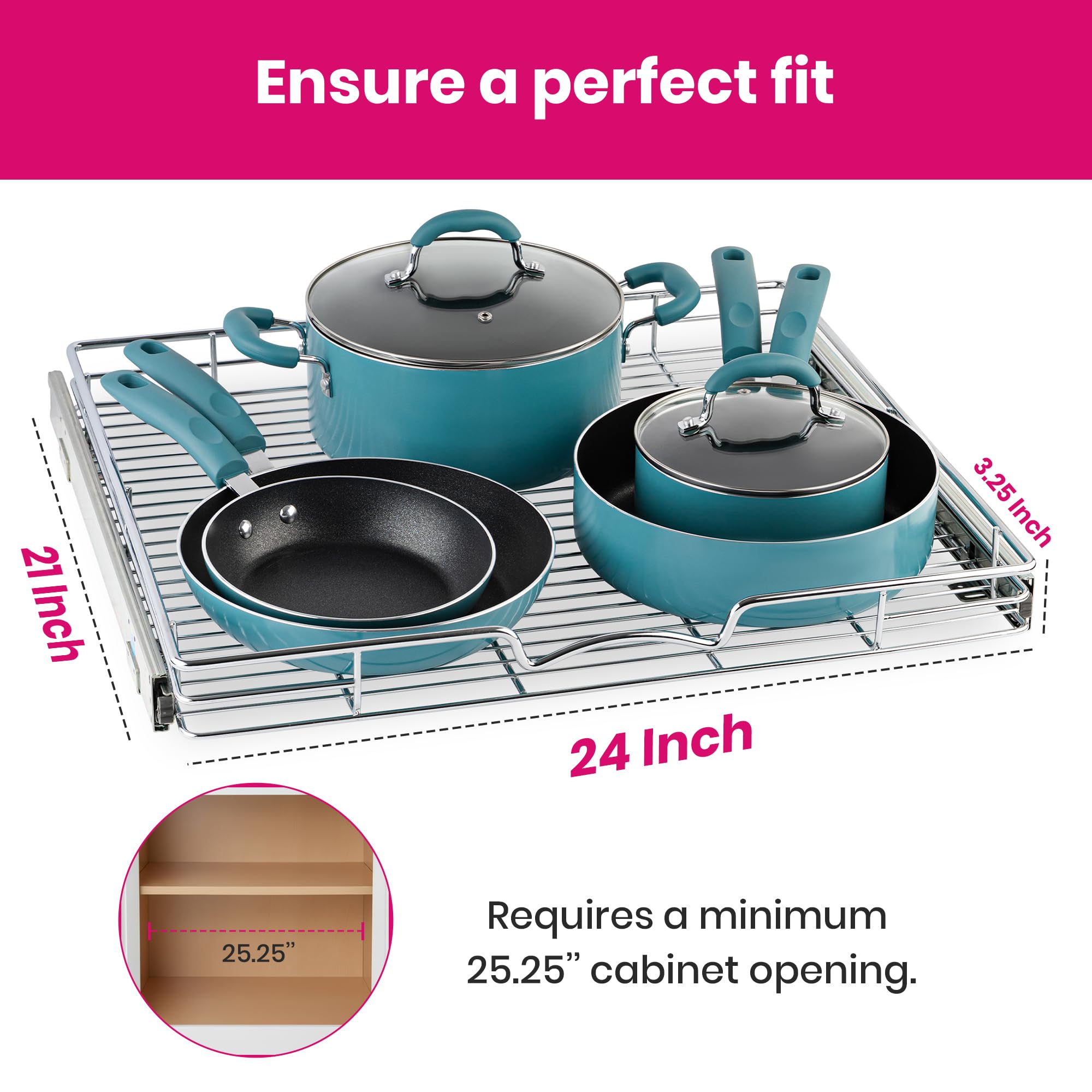 Holdn’ Storage Extra-Wide Pull-Out Cabinet Organizer – Heavy-Duty Slide-Out Drawer for Large Cabinets
