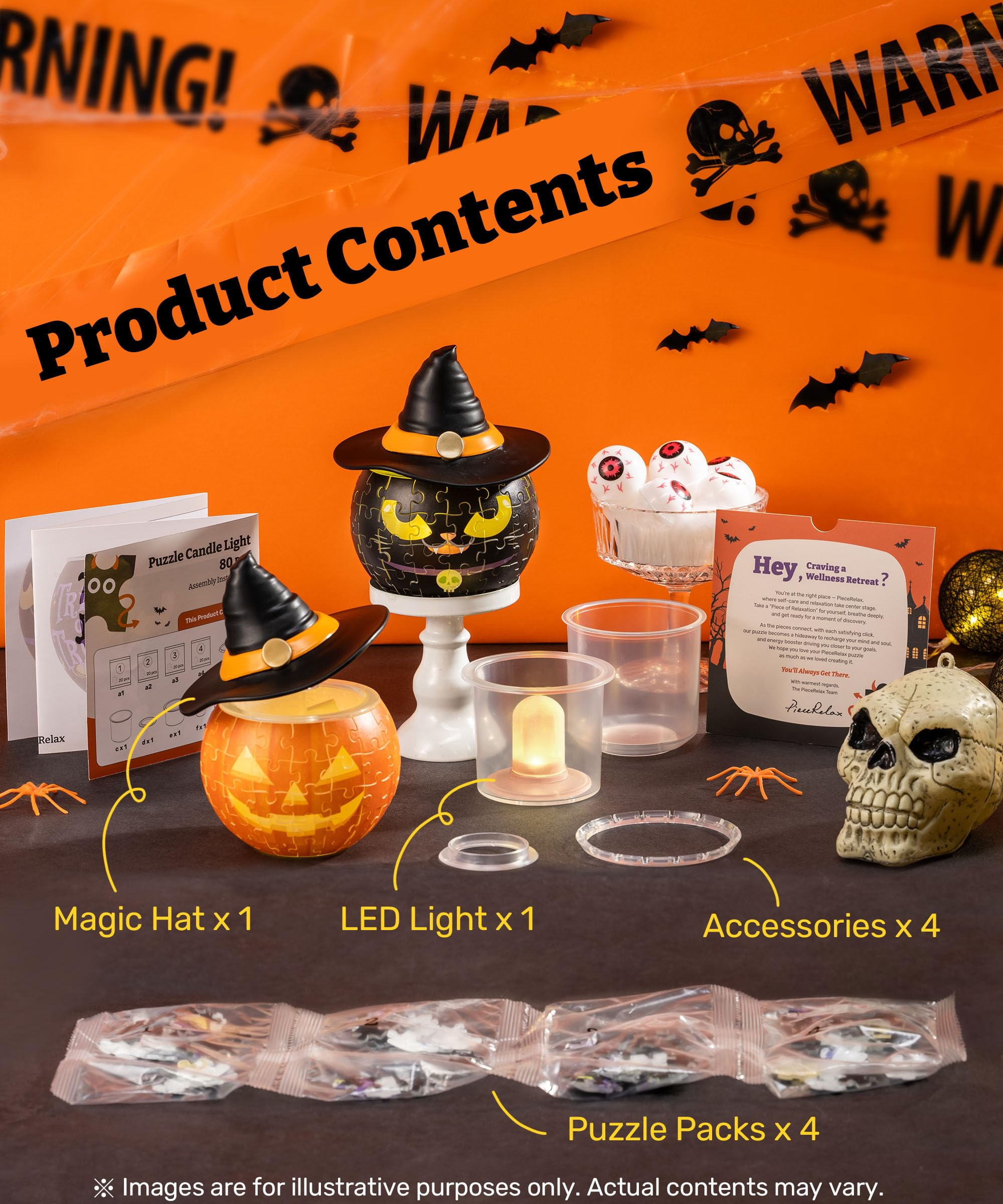 Magic Jack Puzzle Candle Light – 3D Rechargeable Jack-O’-Lantern Halloween Decoration with Flickering LED & Type-C Charging