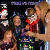 Glow-in-the-Dark Halloween Tote Bag – Large Black Canvas Trick-or-Treat Bag with Ghost & Pumpkin Design (Reusable)