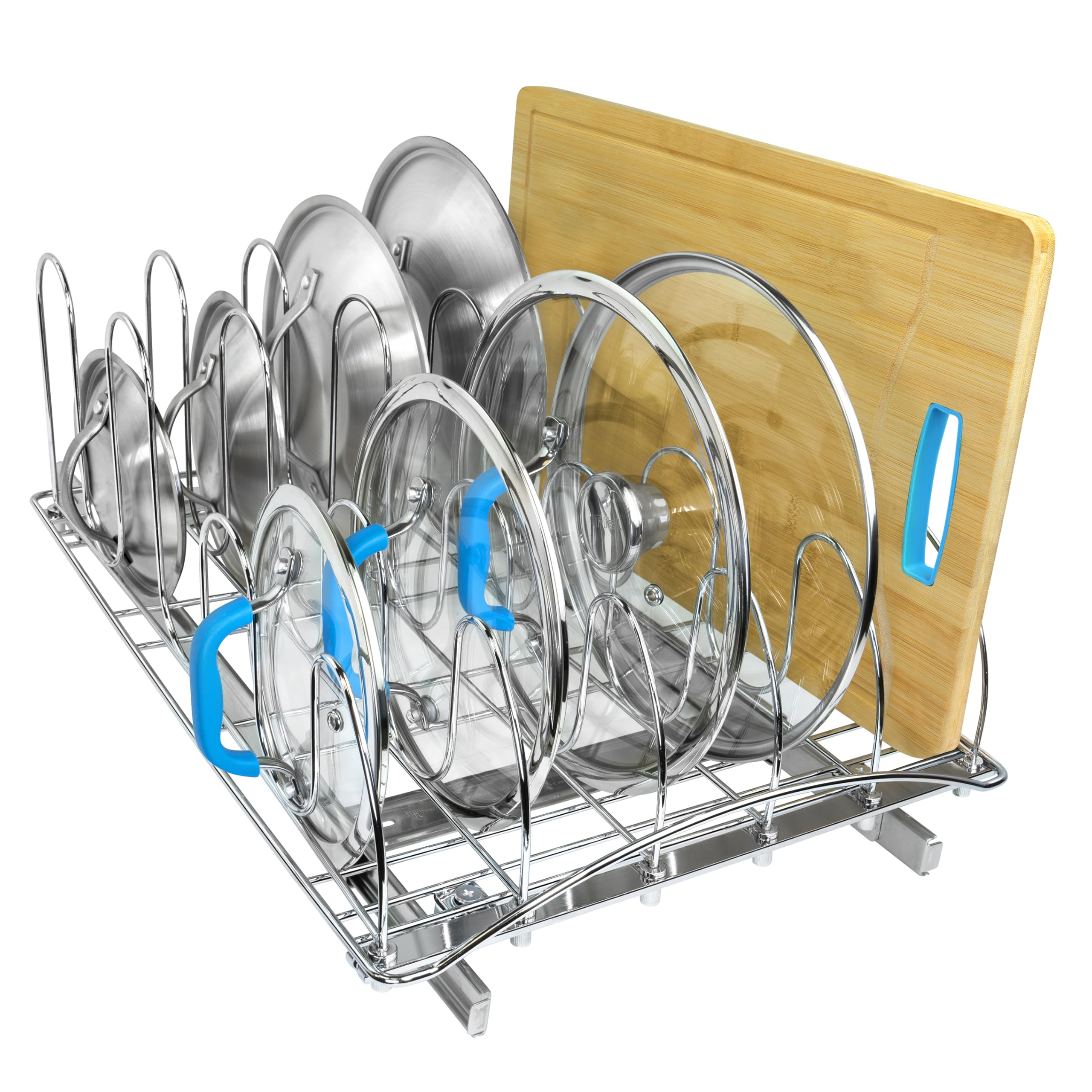 Lynk Professional Extra-Large Pull-Out Pot Lid & Cookie Sheet Organizer – Heavy-Duty Sliding Cabinet Rack